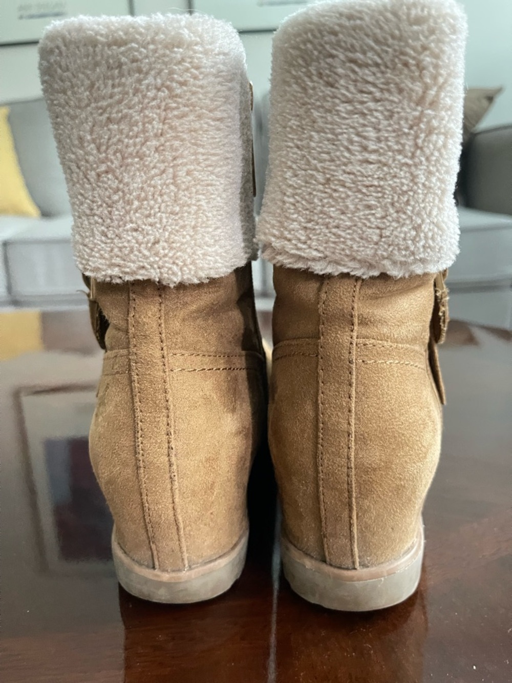 Tommy Hilfiger Tan Suede Shearling-Lined Ankle Boot - Picture 3 of 10